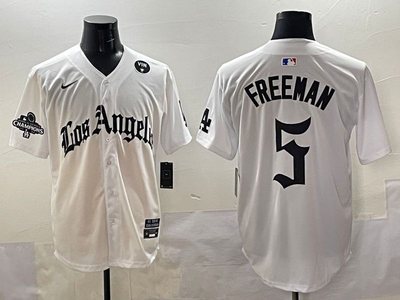 Men 2025 Los Angeles Dodgers #5 Freeman White Five generations Joint Name Nike MLB Jersey style 5186->miami marlins->MLB Jersey